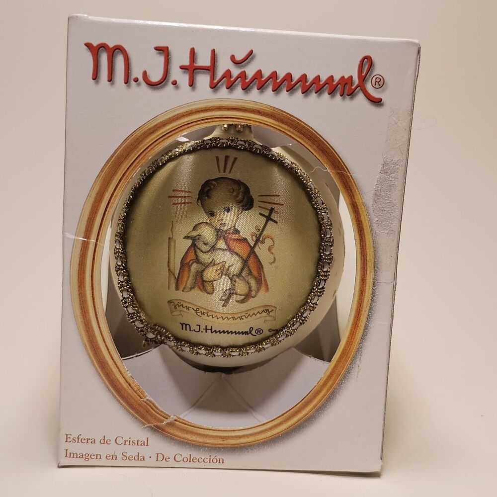 MJ Hummel glass ornament child holding lamb 2007